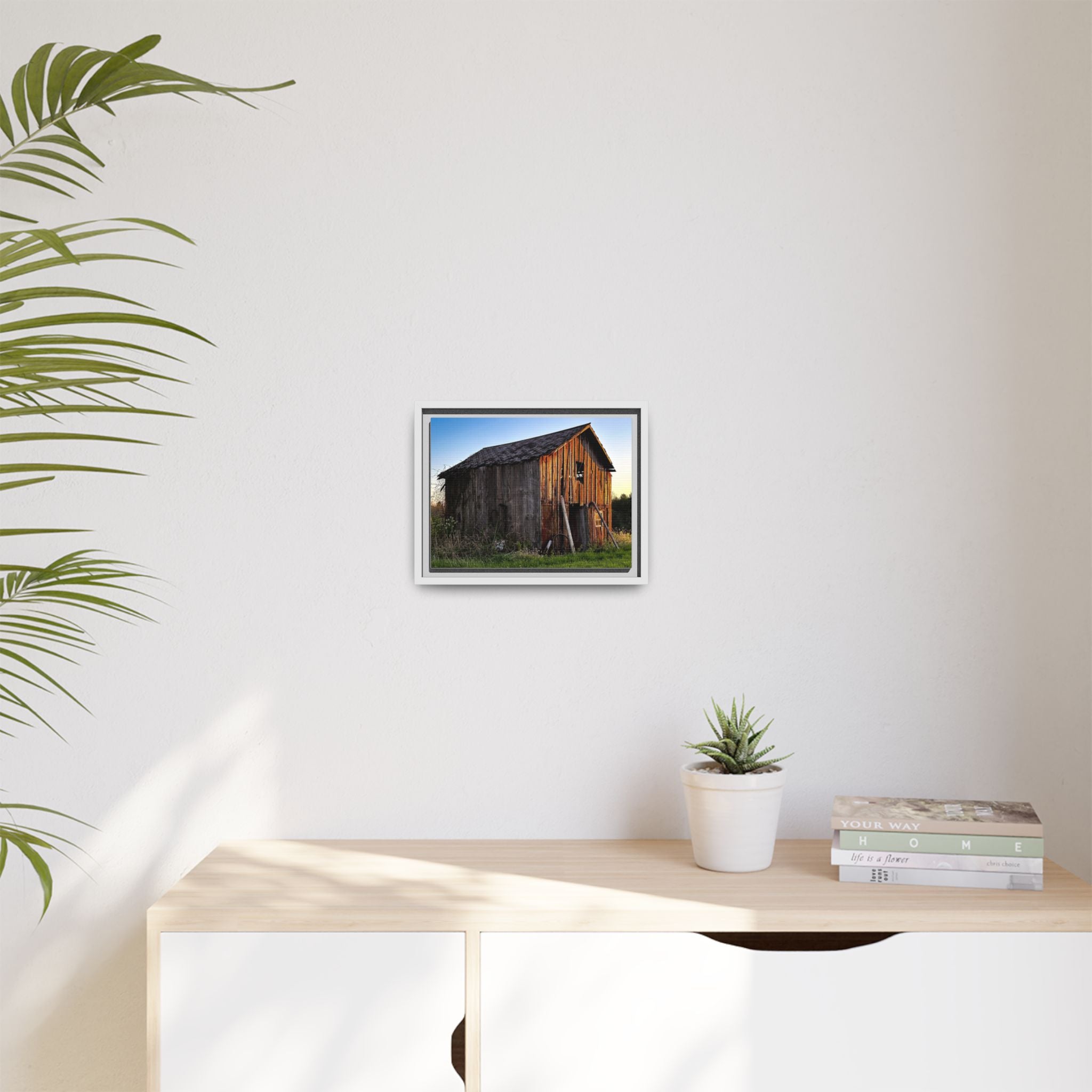 Rustic Barn Landscape Matte Canvas Framed Wall Art