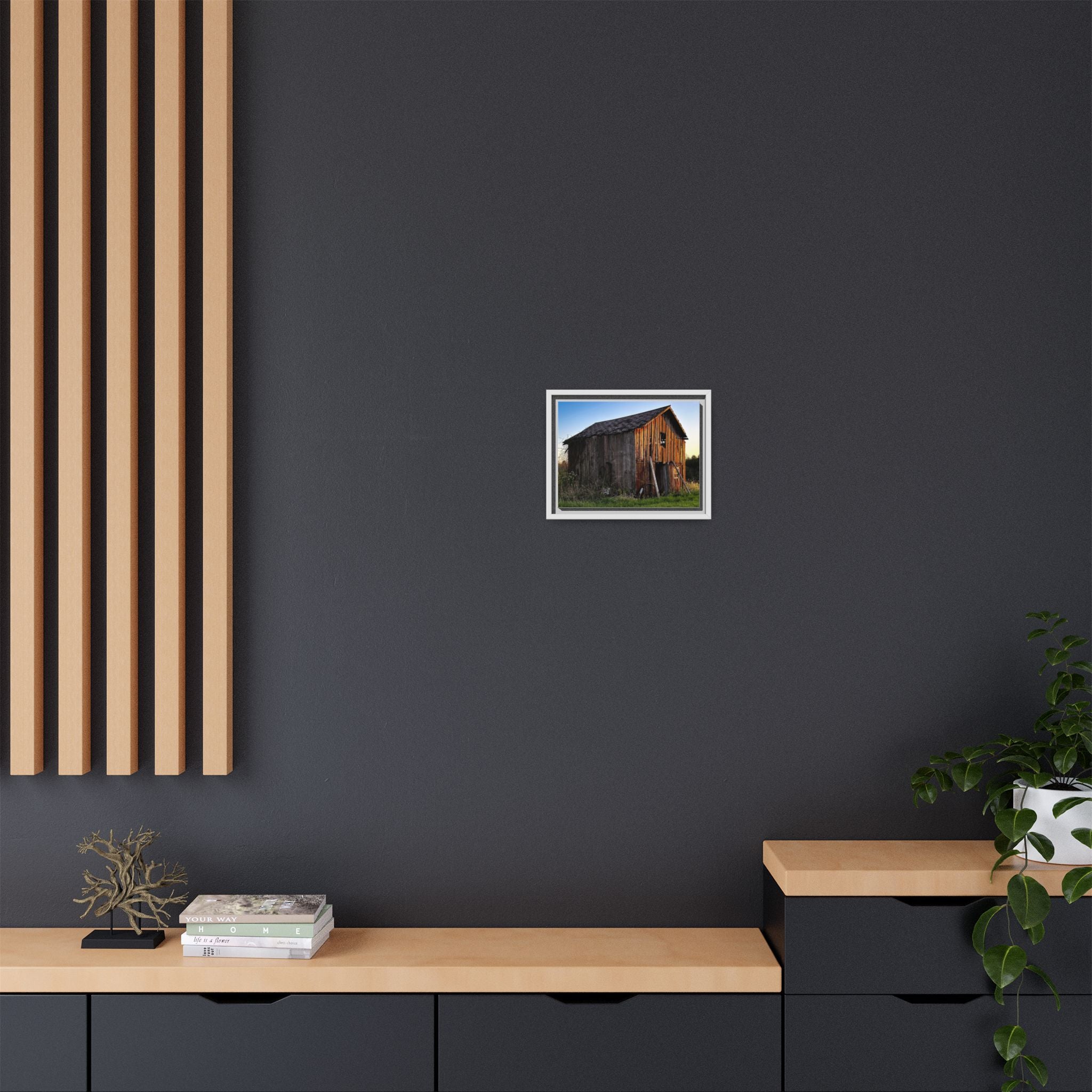 Rustic Barn Landscape Matte Canvas Framed Wall Art