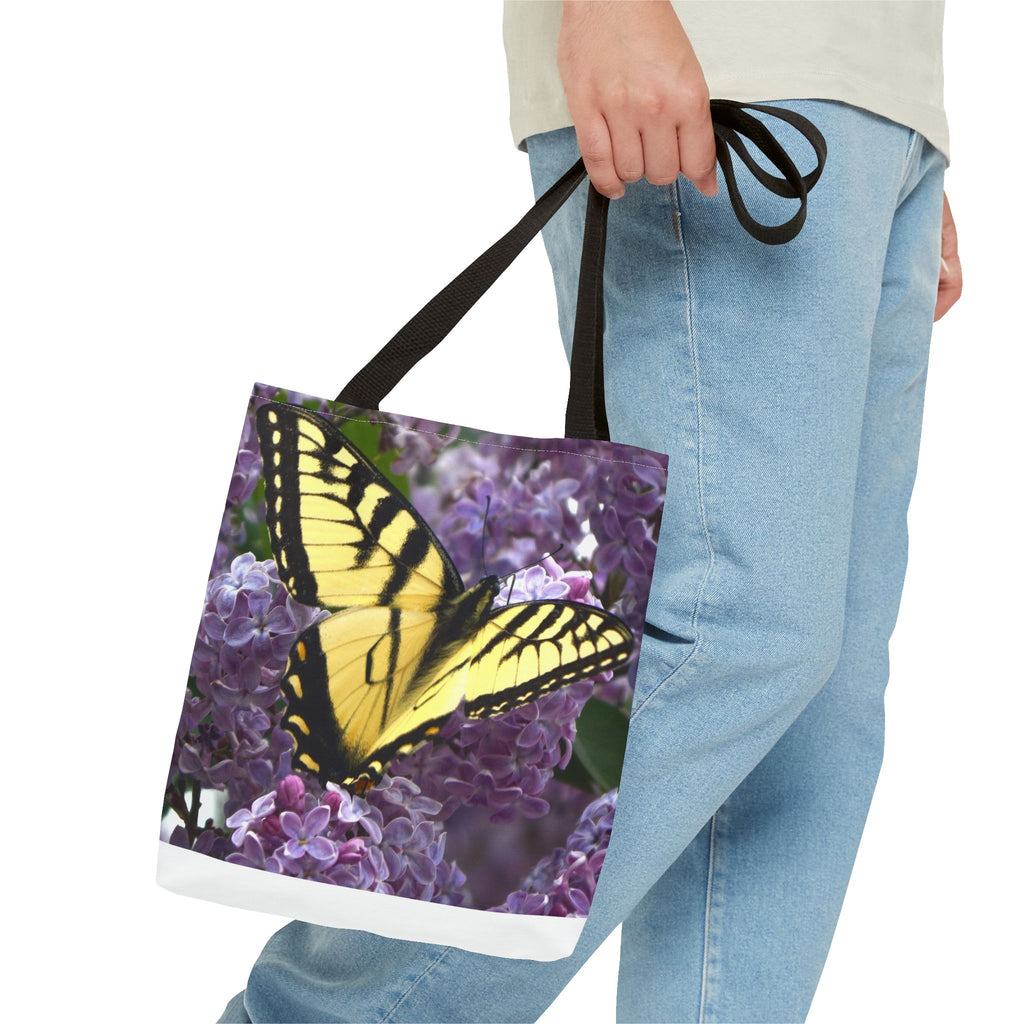 Butterfly Lilac Tote Bag — Yellow Swallowtail Floral Print