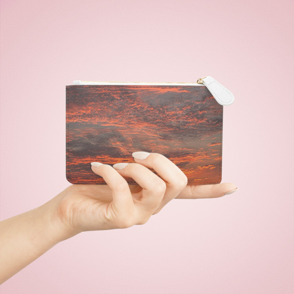 Sunset Sky Mini Clutch — Orange Cloudscape Wrist Pouch