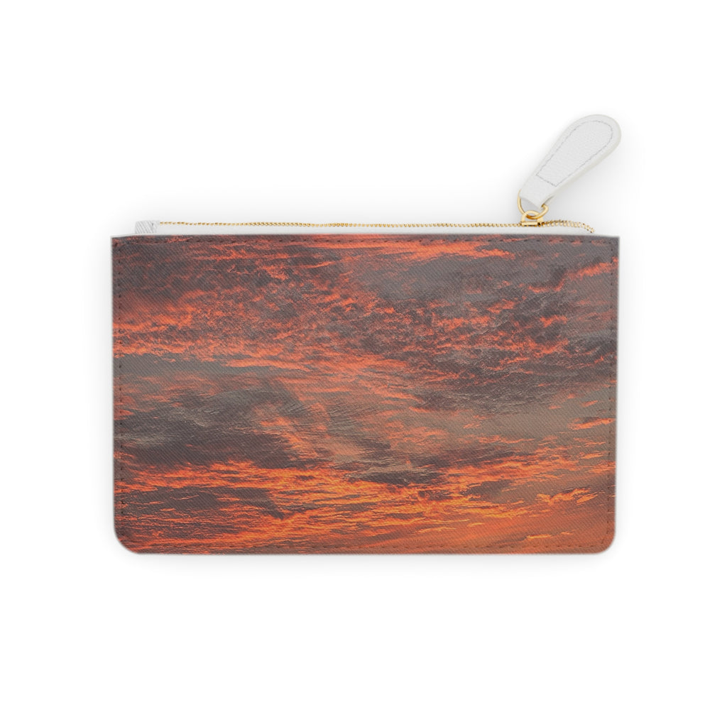 Sunset Sky Mini Clutch — Orange Cloudscape Wrist Pouch
