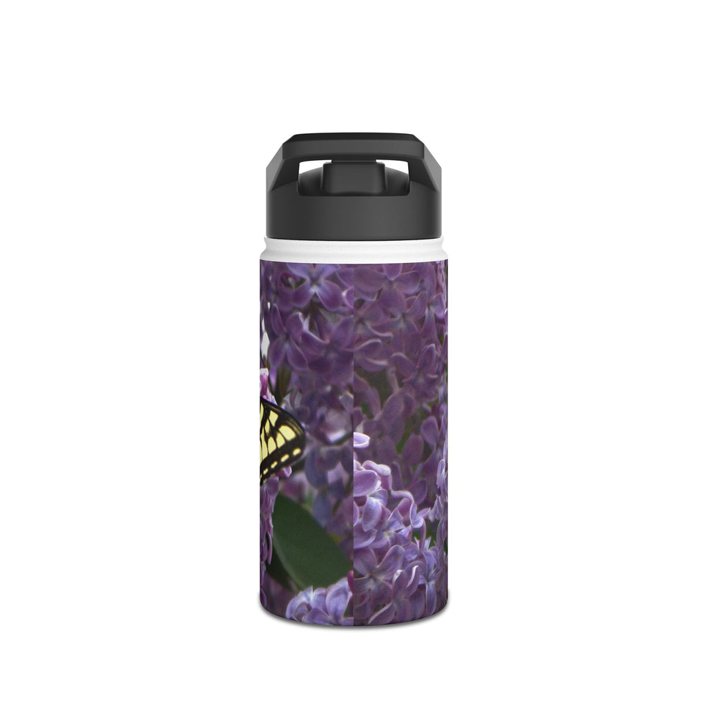 Butterfly Floral Stainless Steel Water Bottle — Yellow Swallowtail on Lilacs
