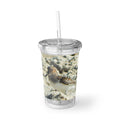 Beach Sandpiper Acrylic Tumbler — Insulated Clear Cup with Coastal Shorebird Photo