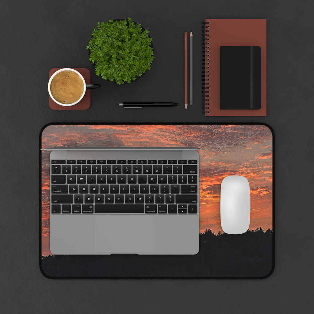 Sunset Horizon Desk Mat — Scenic Orange Sky Mouse Pad for Office & Home