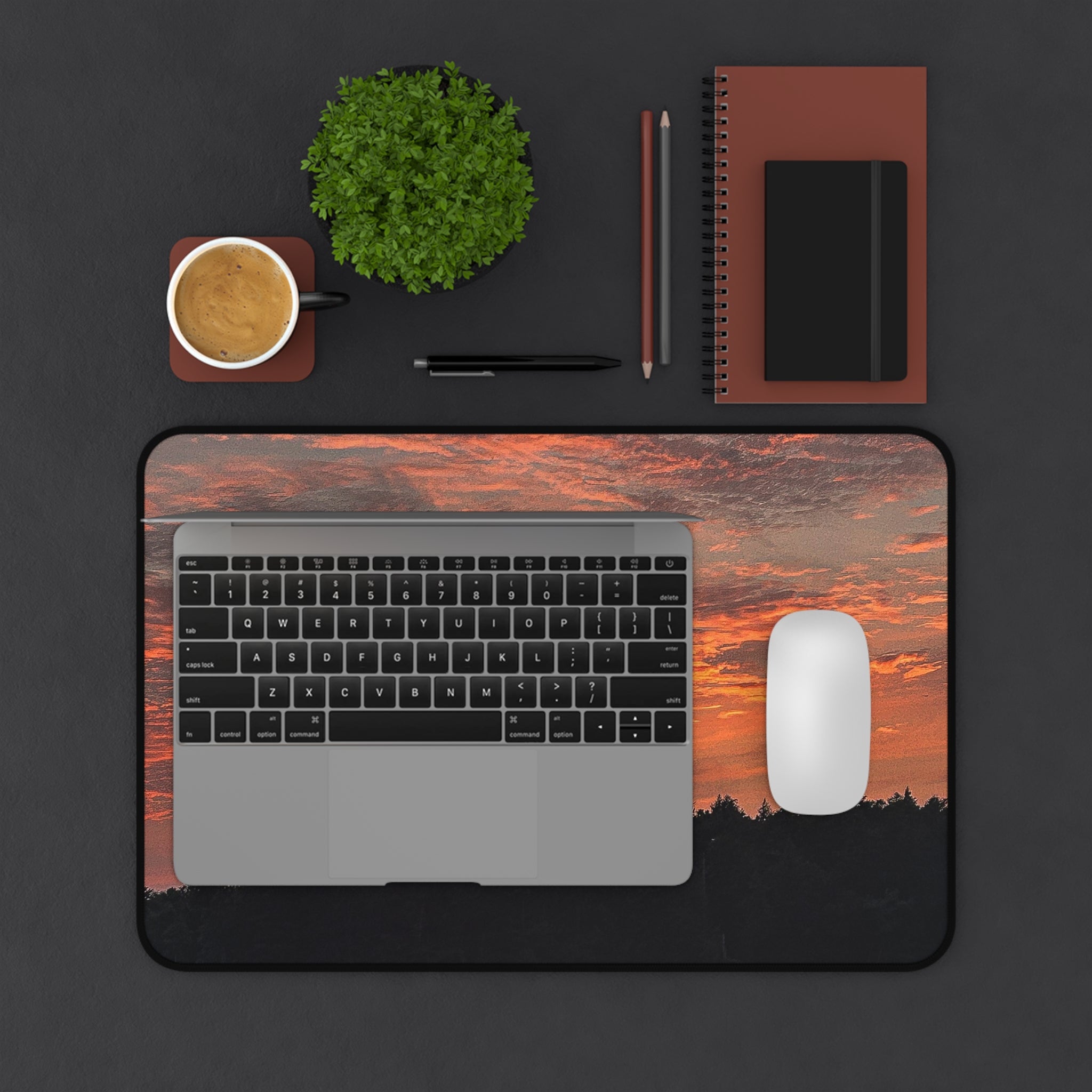 Sunset Horizon Desk Mat — Scenic Orange Sky Mouse Pad for Office & Home
