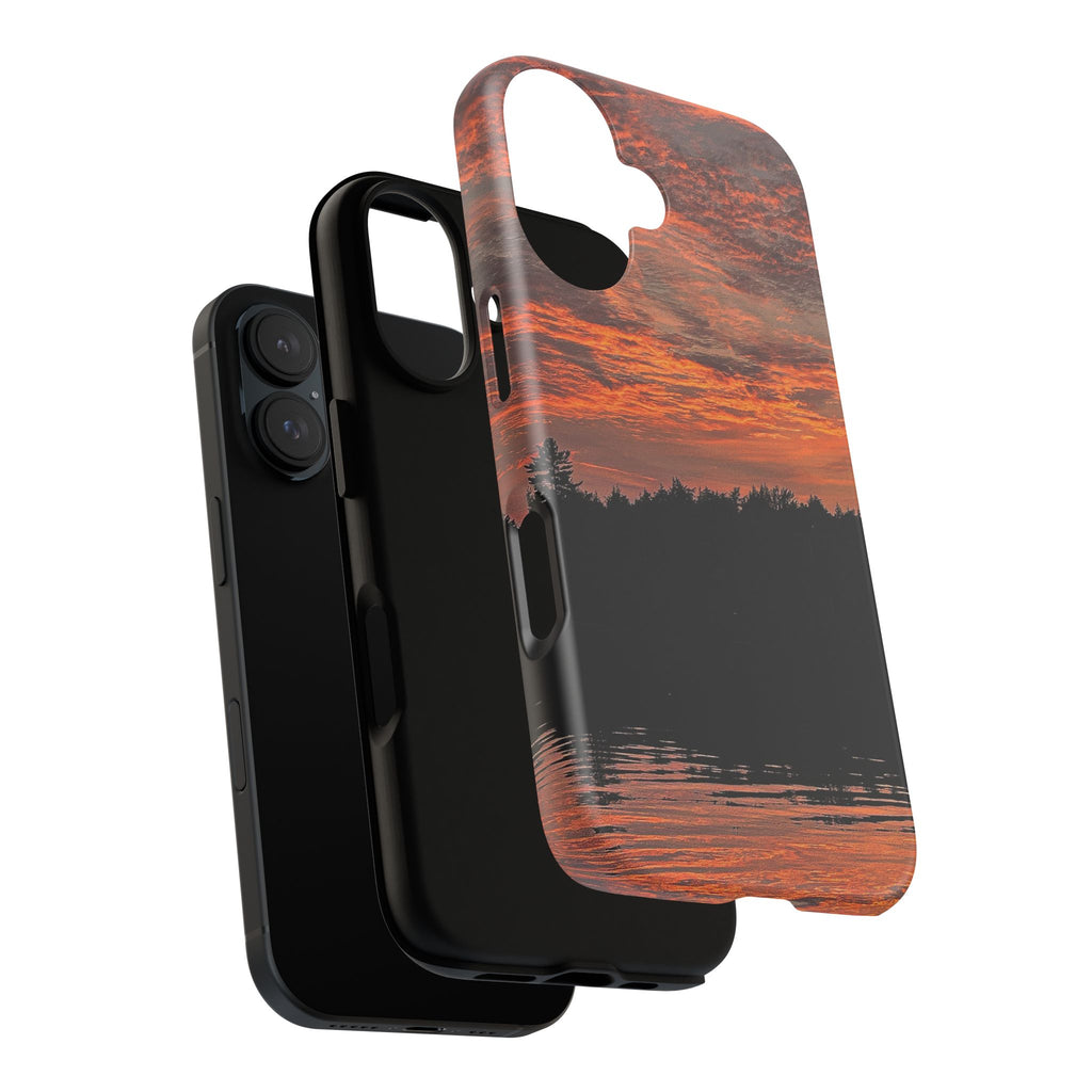 Sunset Lake Tough Phone Case — Landscape Reflection Protective Cover