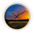 Sunset Meadow Wall Clock — Rustic Landscape Home Decor