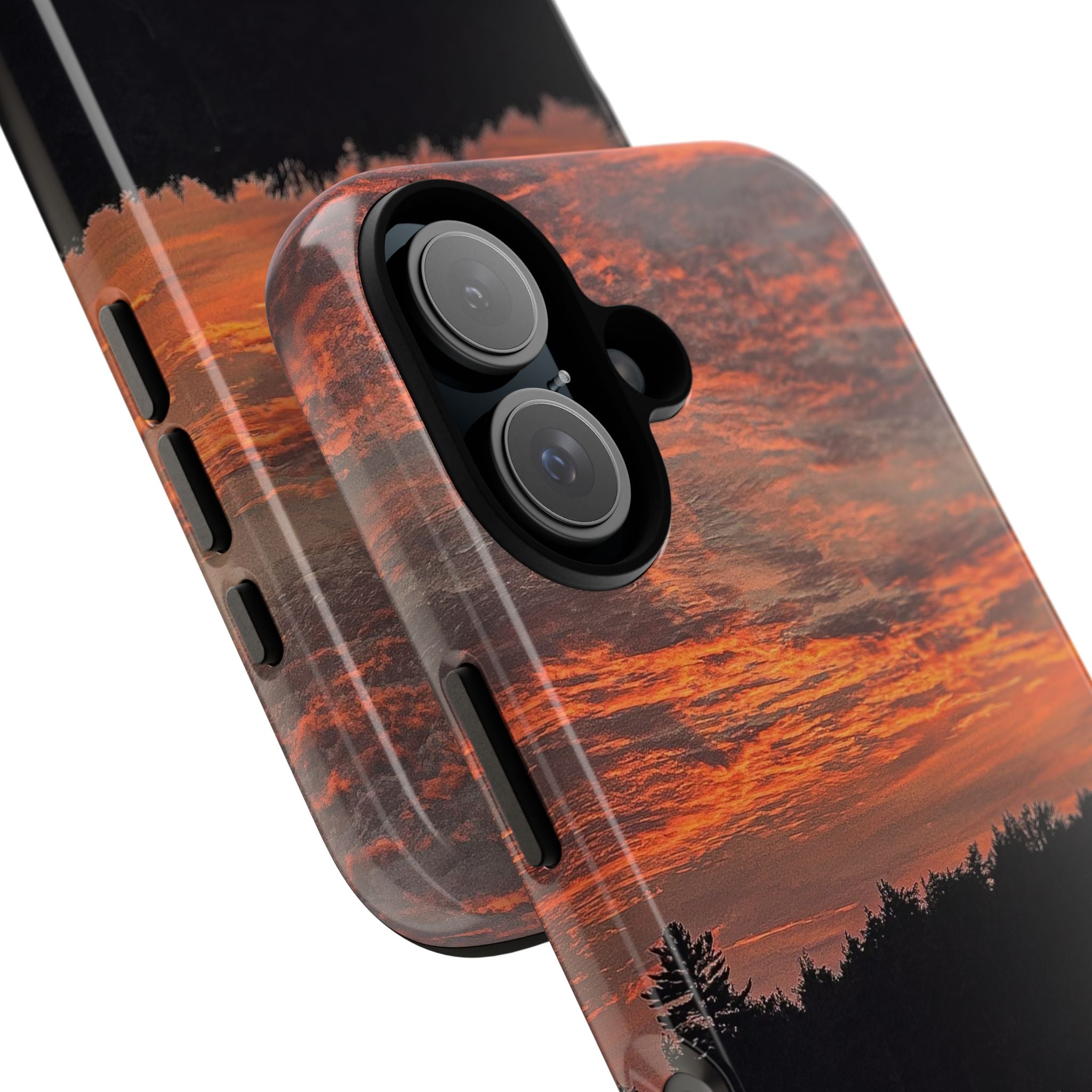 Sunset Lake Tough Phone Case — Landscape Reflection Protective Cover