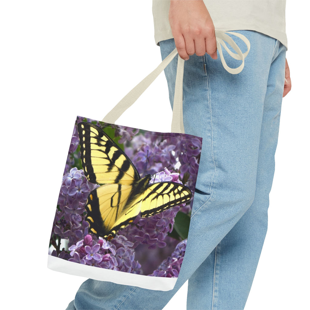 Butterfly Lilac Tote Bag — Yellow Swallowtail Floral Print
