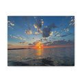 Sunset Over Water Canvas Print — Tranquil Lake Sunset Matte Stretched Wall Art