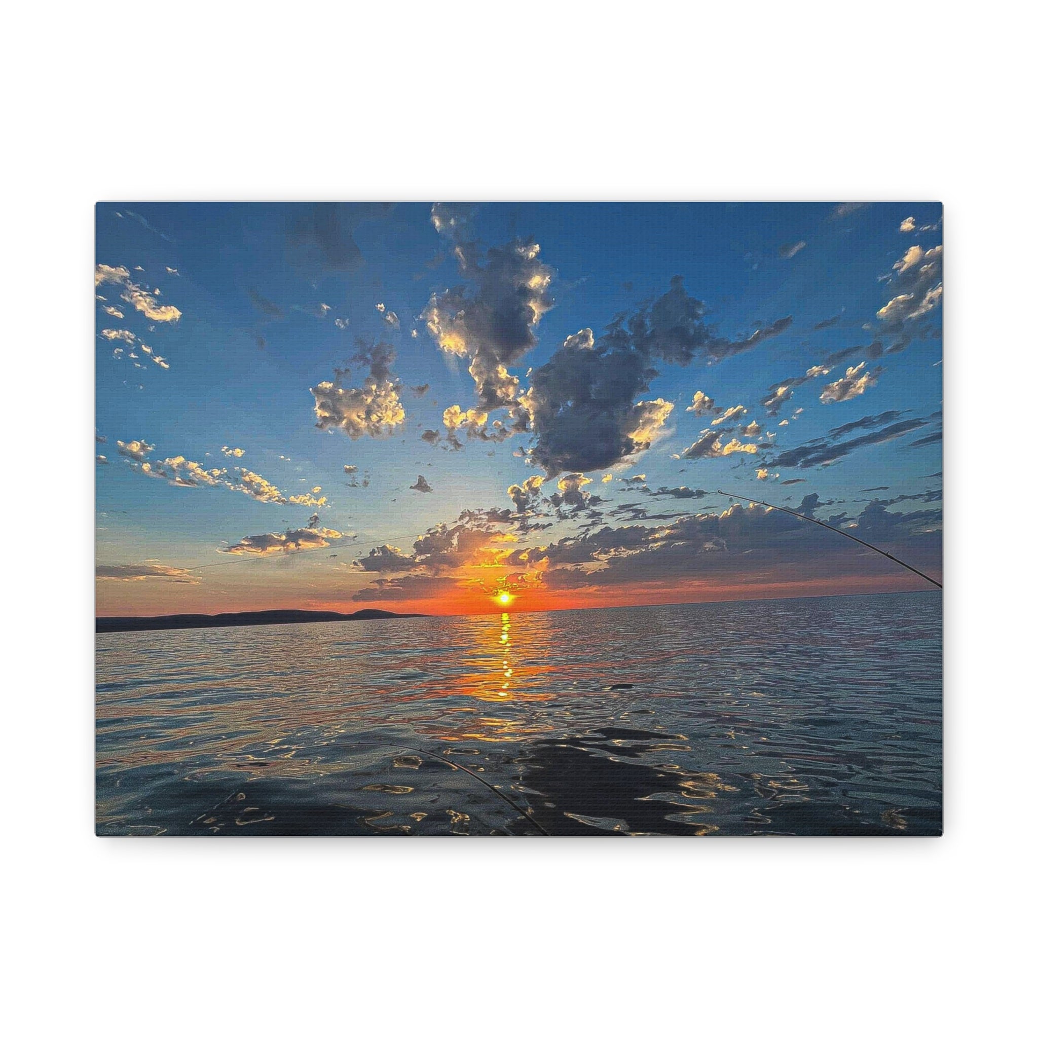 Sunset Over Water Canvas Print — Tranquil Lake Sunset Matte Stretched Wall Art