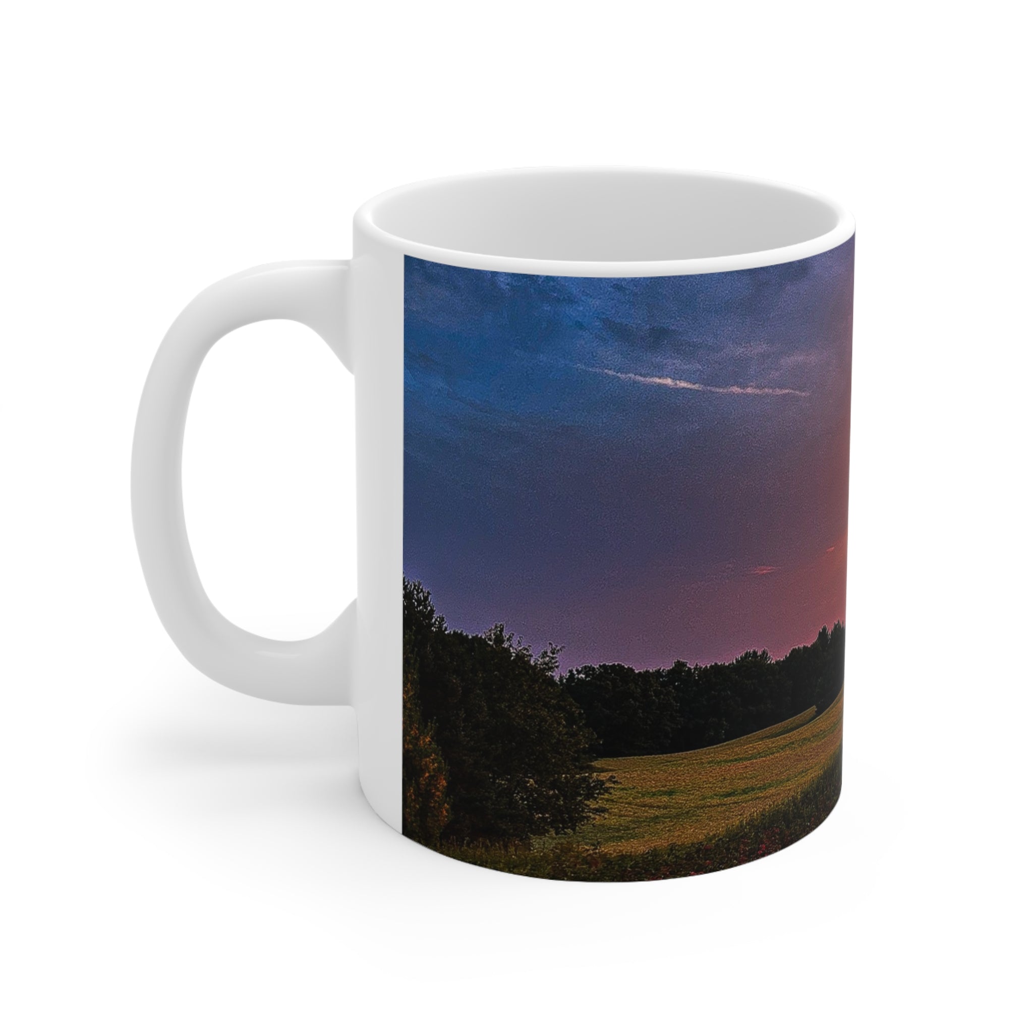 Sunset Field Ceramic Mug — Scenic Countryside Coffee Cup (11oz & 15oz)