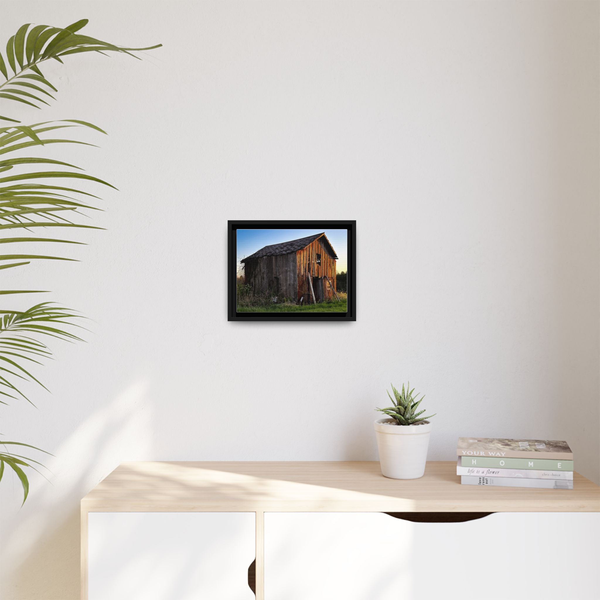 Rustic Barn Landscape Matte Canvas Framed Wall Art