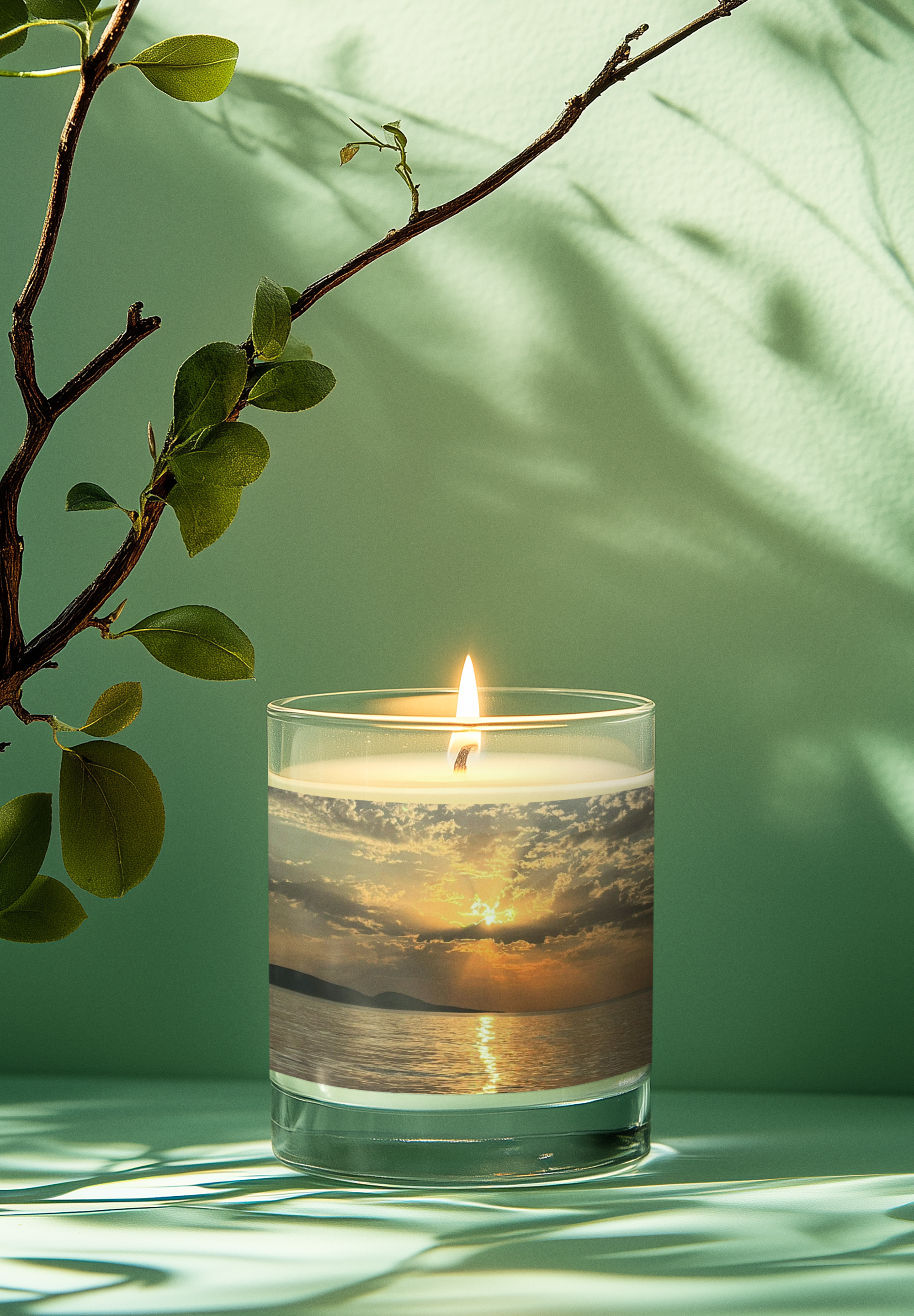 Sunset Serenity Glass Candle — Calming Ocean Sunset Aromatherapy Candle (11oz)
