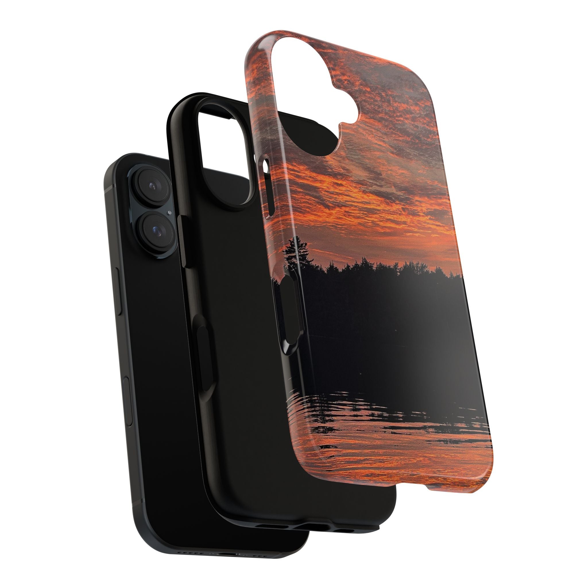 Sunset Lake Tough Phone Case — Landscape Reflection Protective Cover