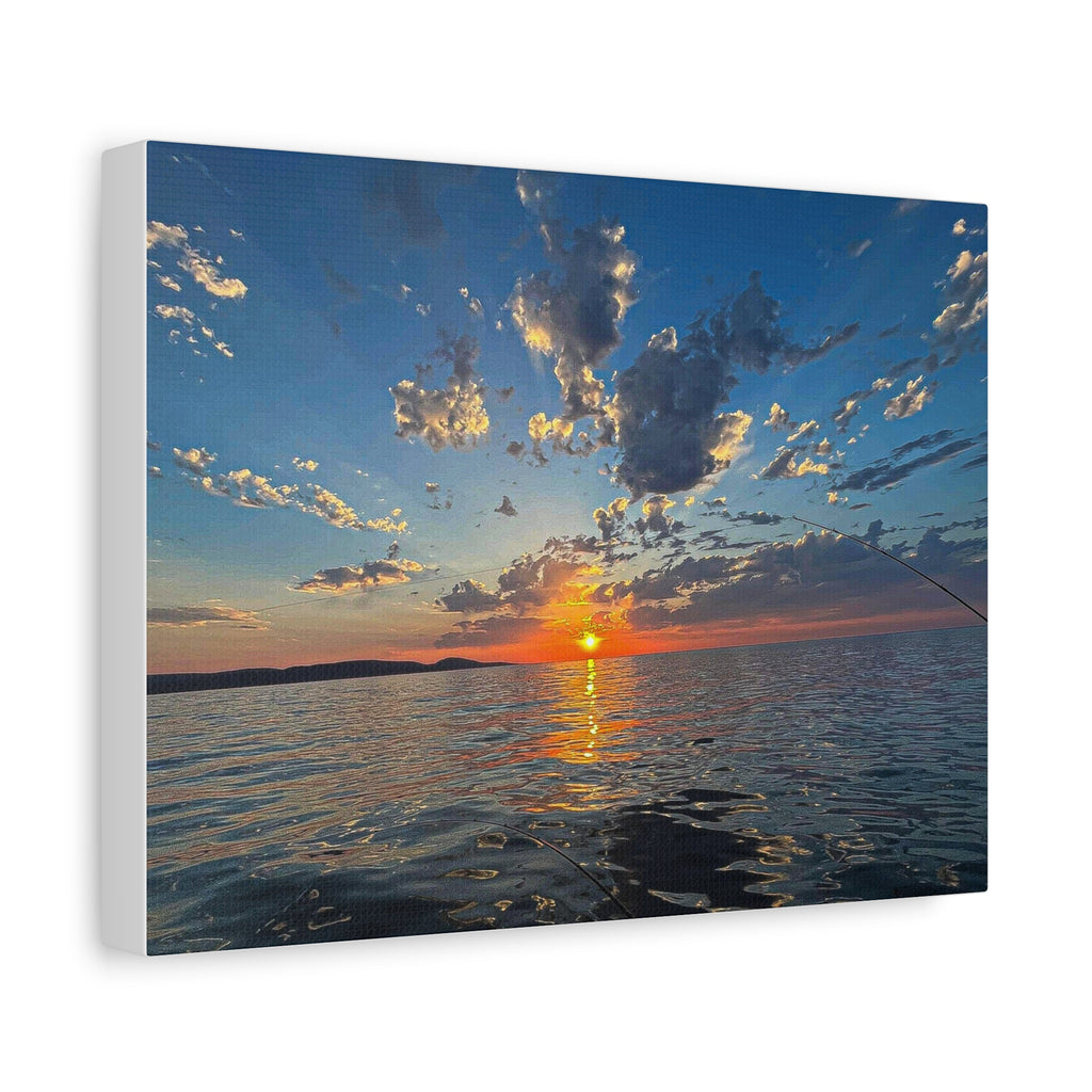 Sunset Over Water Canvas Print — Tranquil Lake Sunset Matte Stretched Wall Art