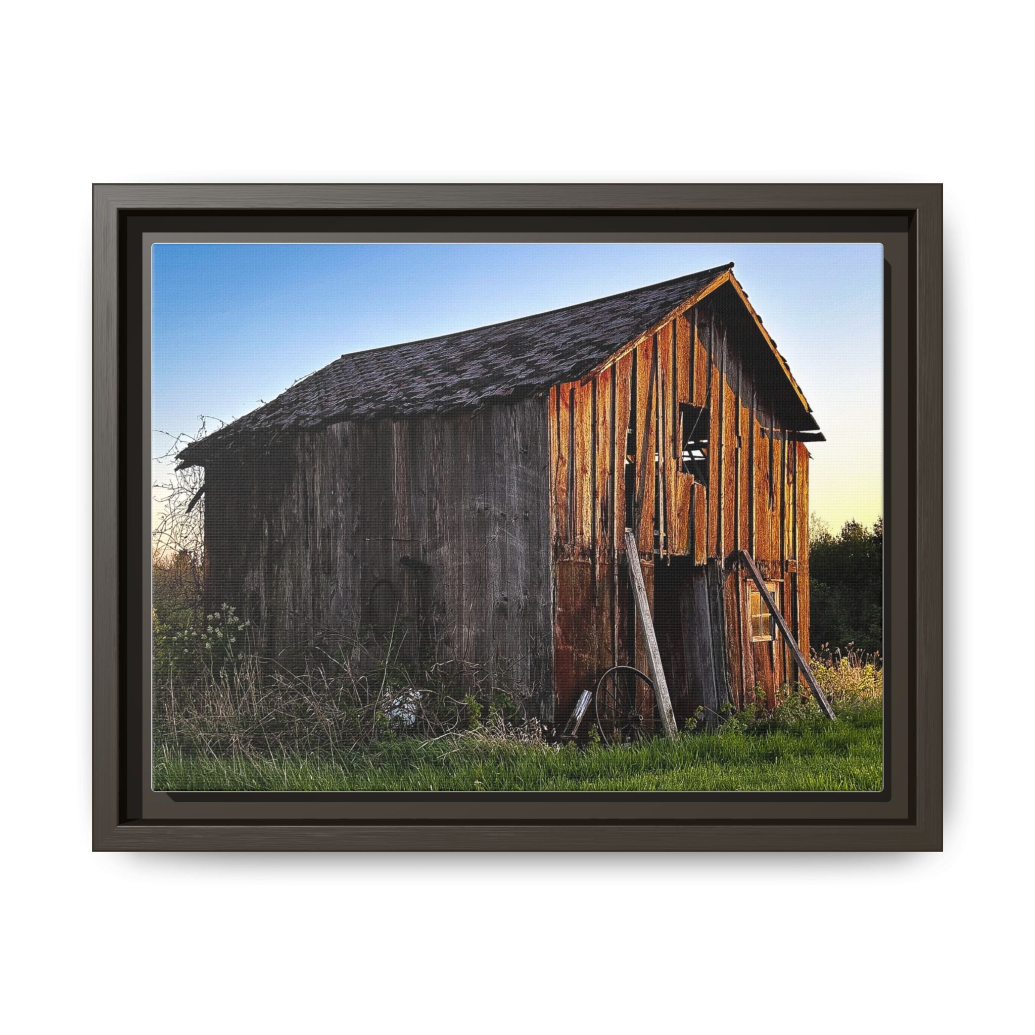 Rustic Barn Landscape Matte Canvas Framed Wall Art
