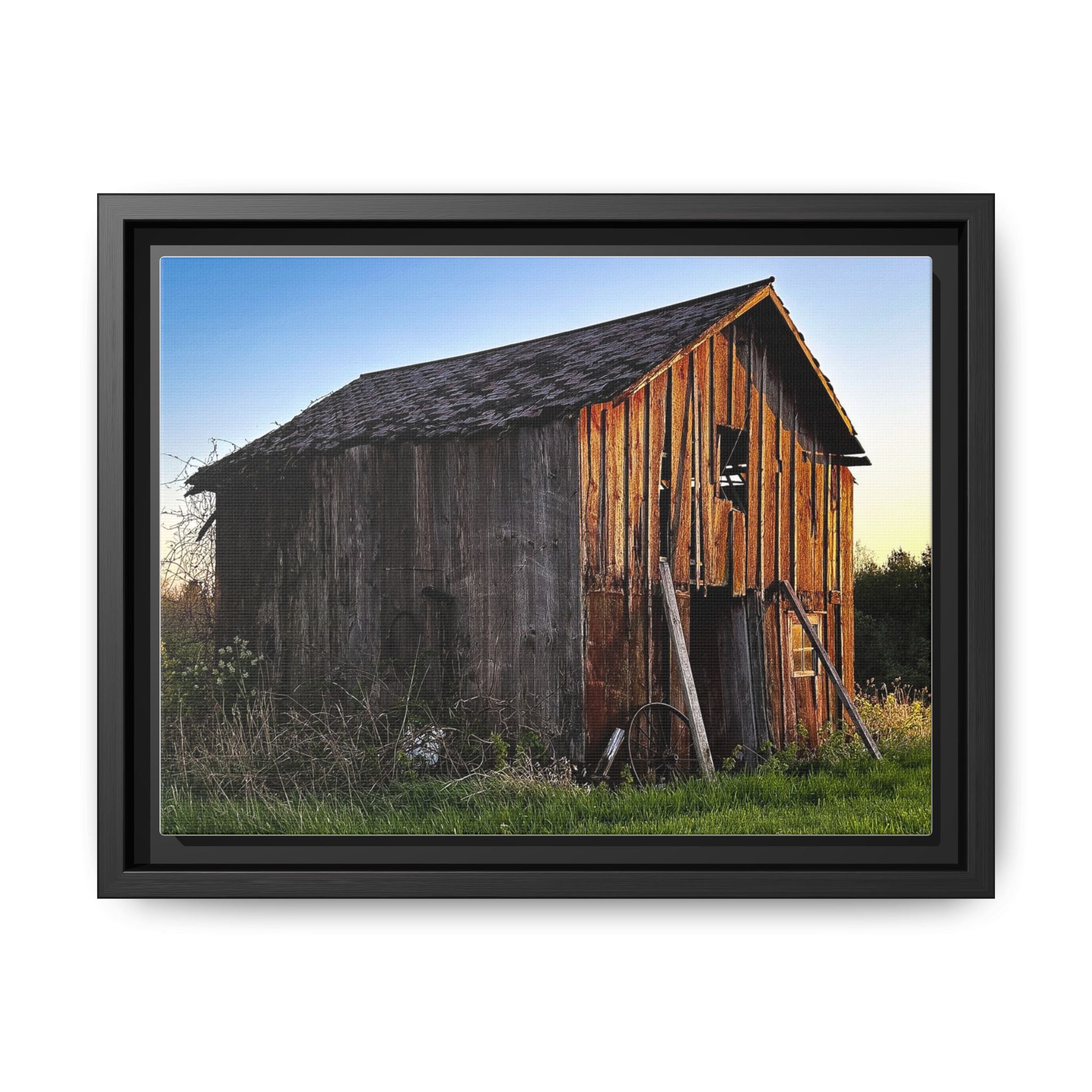 Rustic Barn Landscape Matte Canvas Framed Wall Art