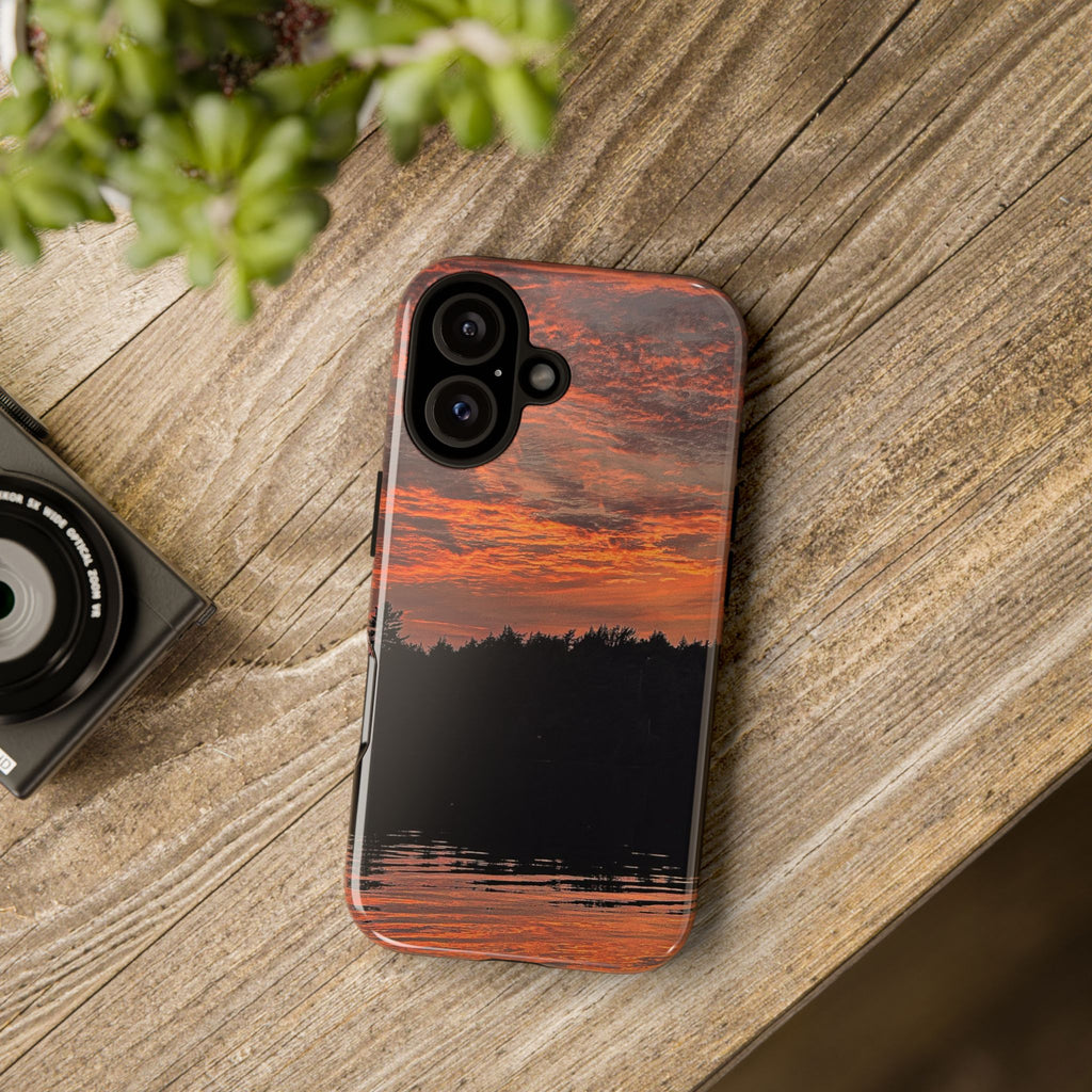 Sunset Lake Tough Phone Case — Landscape Reflection Protective Cover