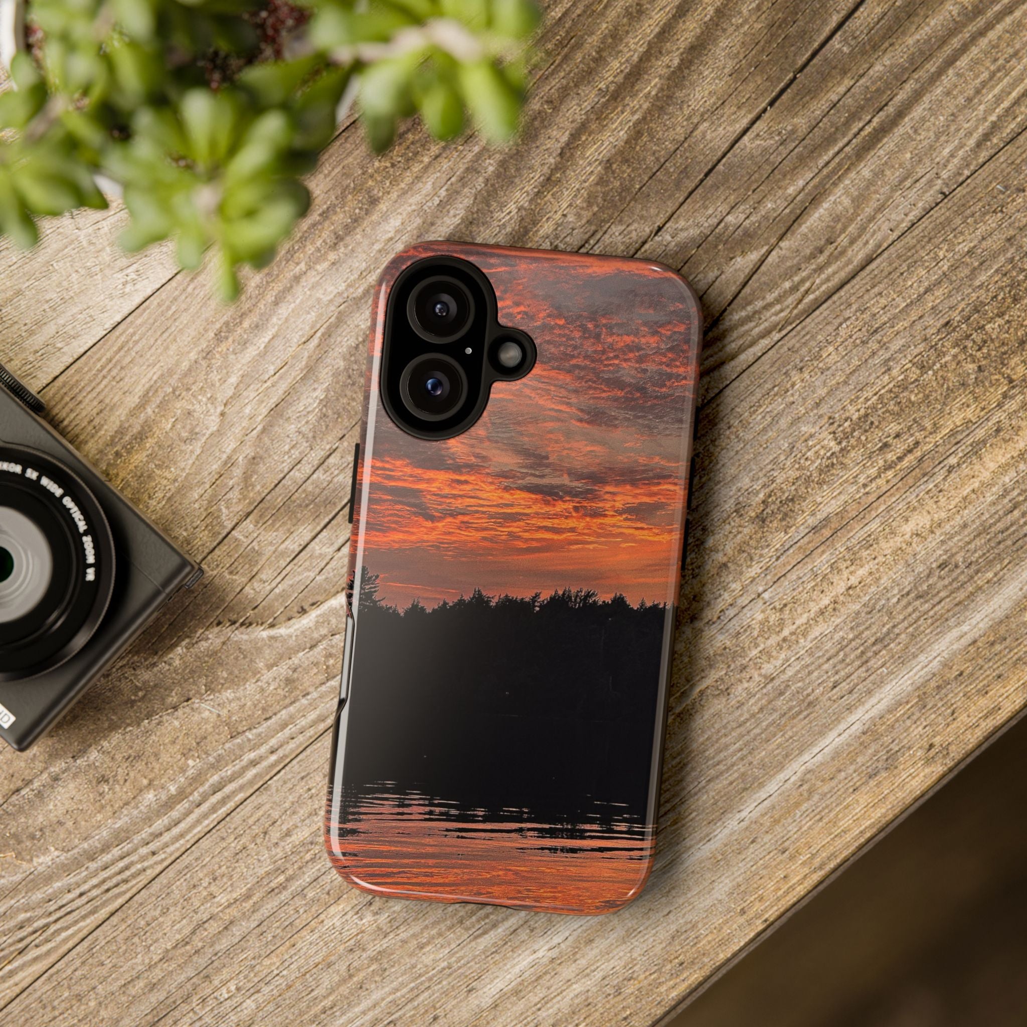 Sunset Lake Tough Phone Case — Landscape Reflection Protective Cover