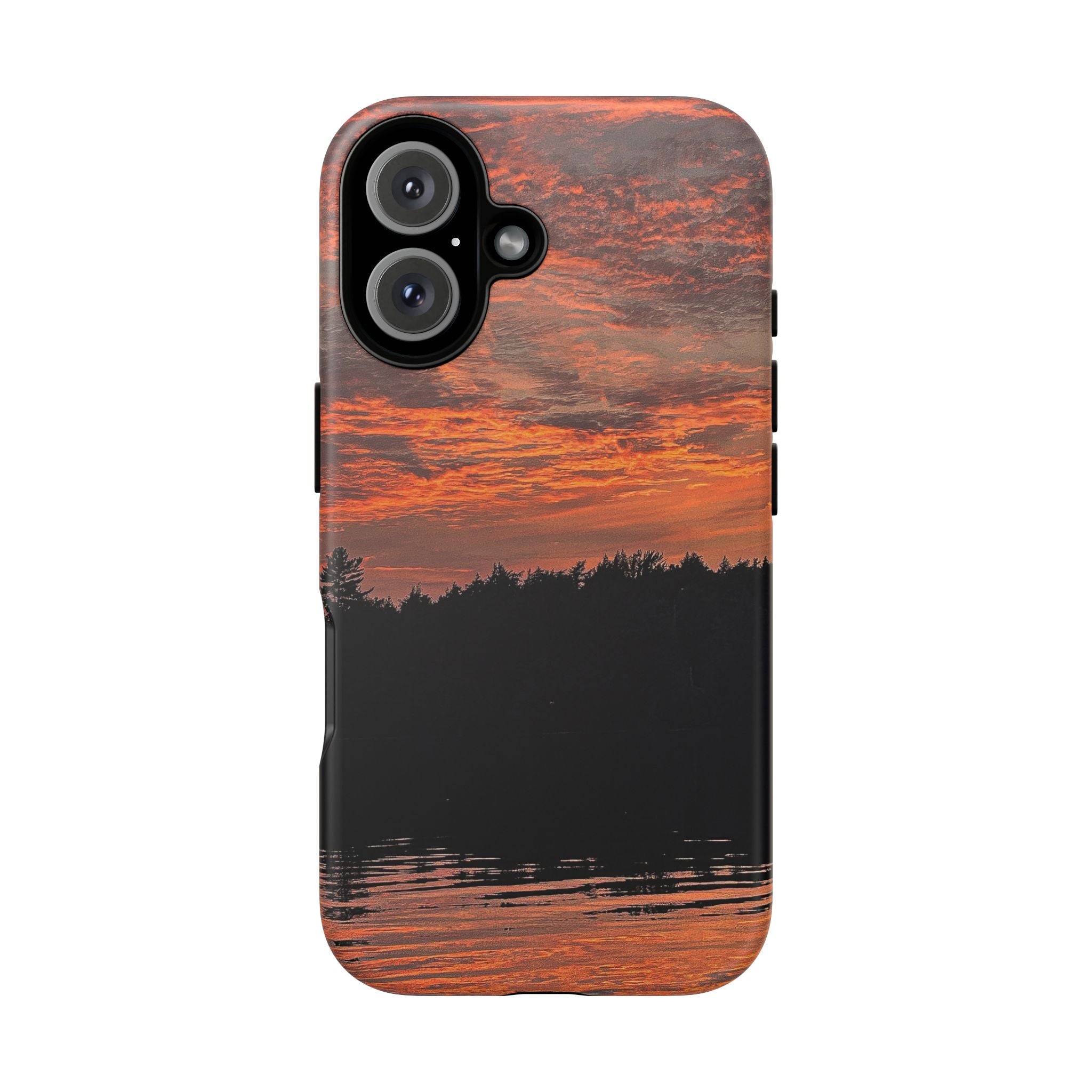 Sunset Lake Tough Phone Case — Landscape Reflection Protective Cover