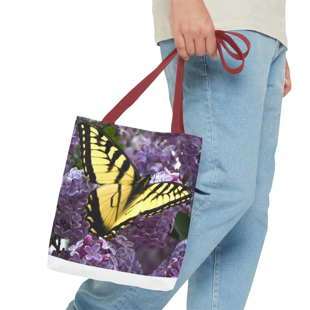 Butterfly Lilac Tote Bag — Yellow Swallowtail Floral Print