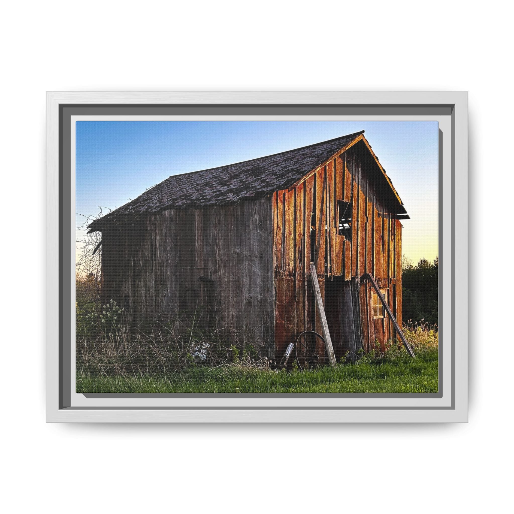 Rustic Barn Landscape Matte Canvas Framed Wall Art