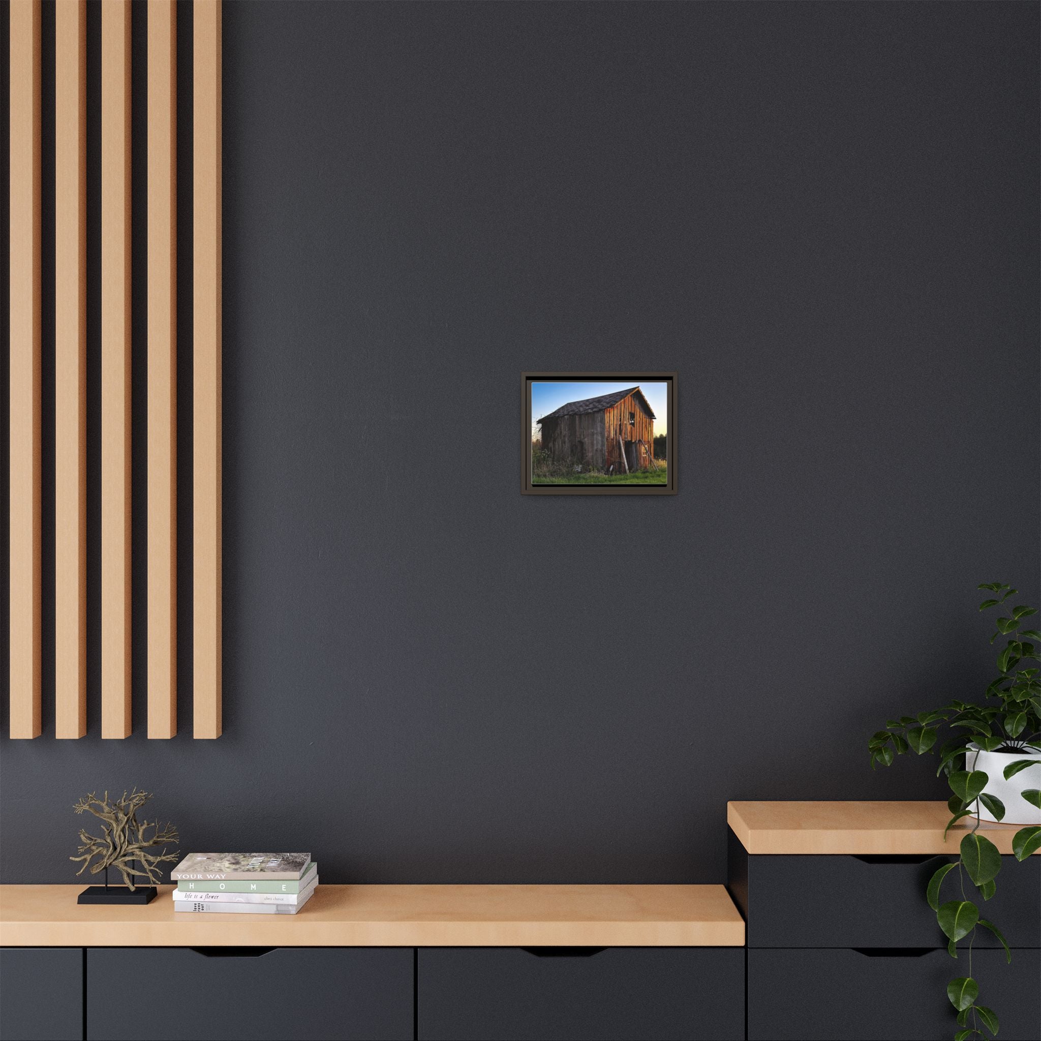 Rustic Barn Landscape Matte Canvas Framed Wall Art