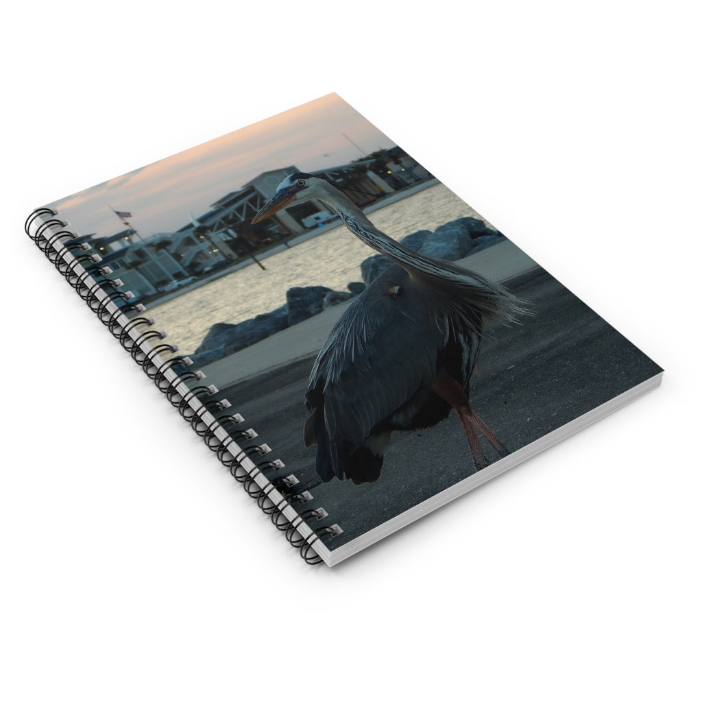 Great Blue Heron Sunset Spiral Notebook — Ruled Journal for Bird Lovers & Coastal Notes