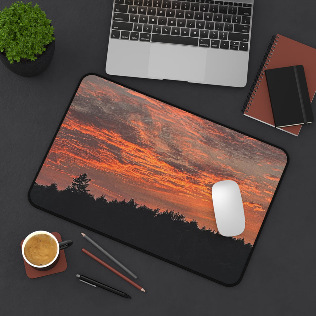 Sunset Horizon Desk Mat — Scenic Orange Sky Mouse Pad for Office & Home