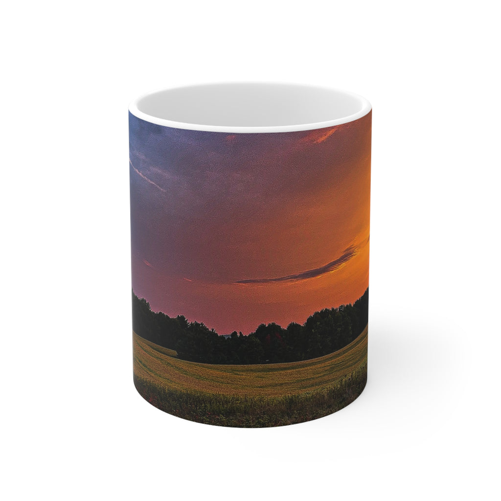 Sunset Field Ceramic Mug — Scenic Countryside Coffee Cup (11oz & 15oz)