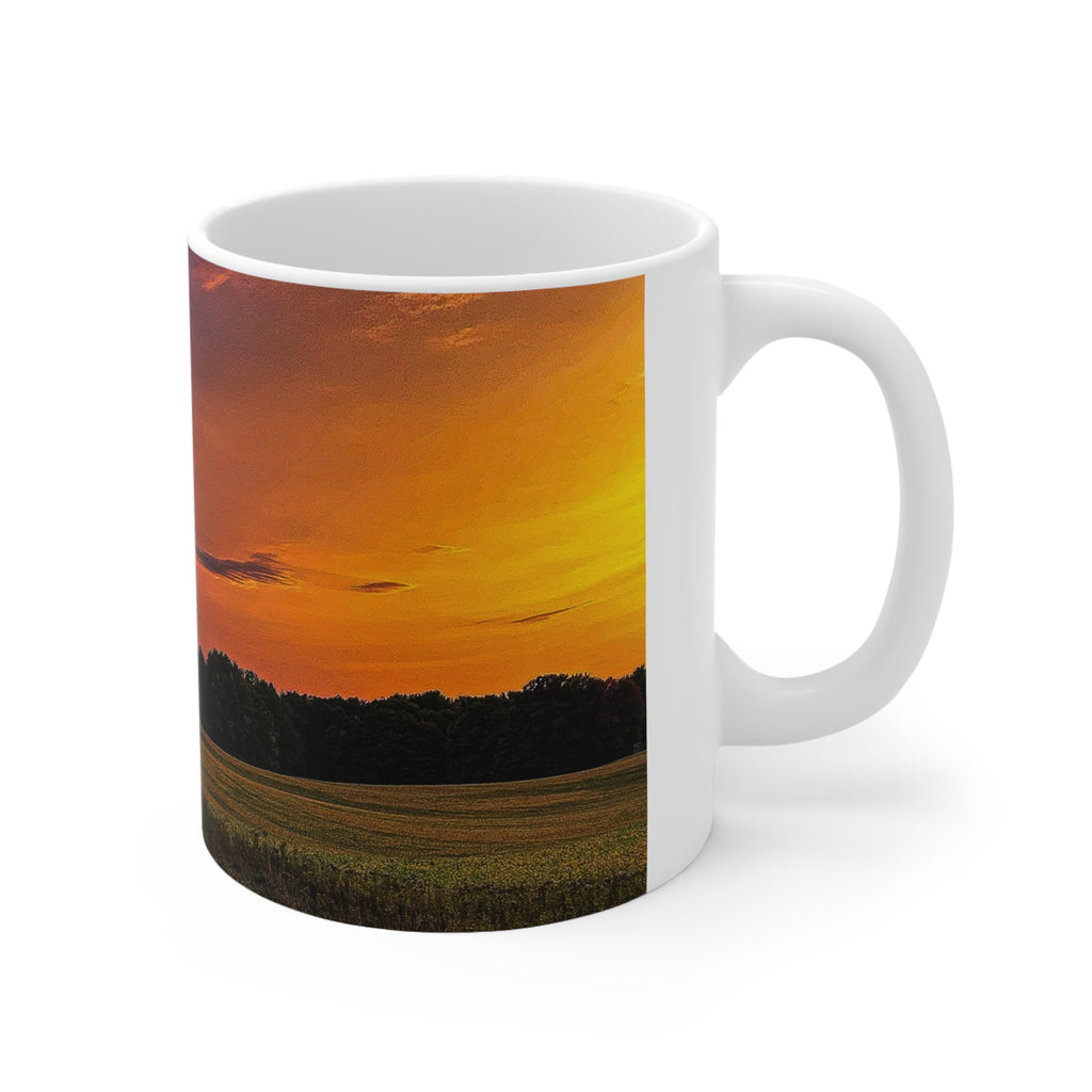Sunset Field Ceramic Mug — Scenic Countryside Coffee Cup (11oz & 15oz)