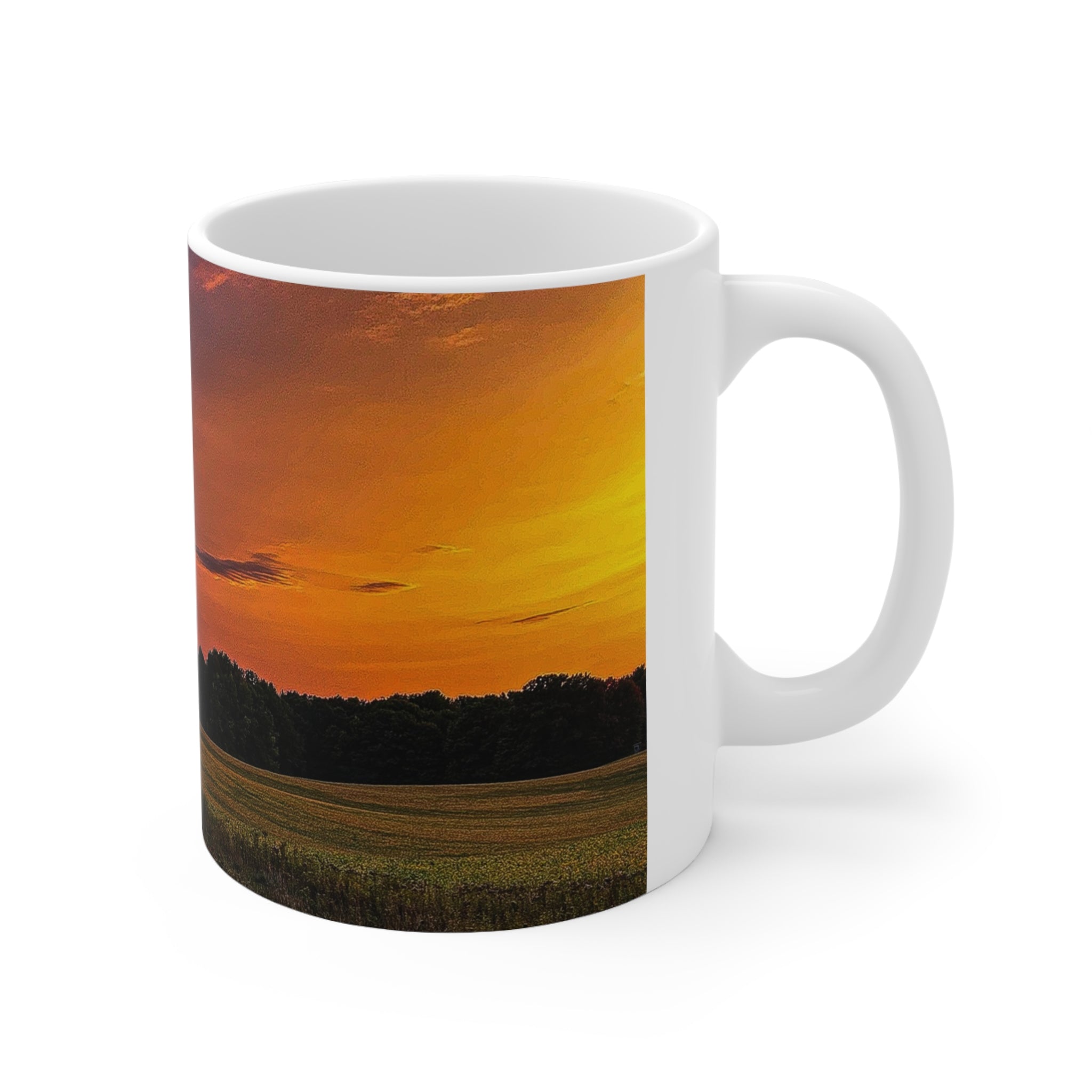 Sunset Field Ceramic Mug — Scenic Countryside Coffee Cup (11oz & 15oz)