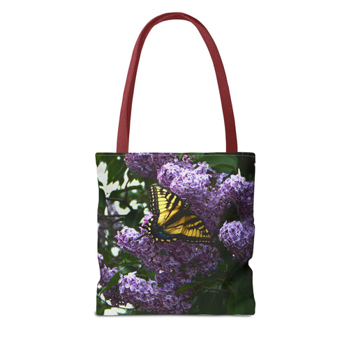 Butterfly Lilac Tote Bag — Yellow Swallowtail Floral Print