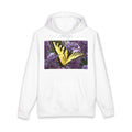 Butterfly Hoodie — Yellow Swallowtail on Purple Floral Background