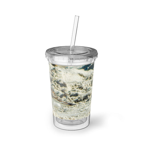 Beach Sandpiper Acrylic Tumbler — Insulated Clear Cup with Coastal Shorebird Photo