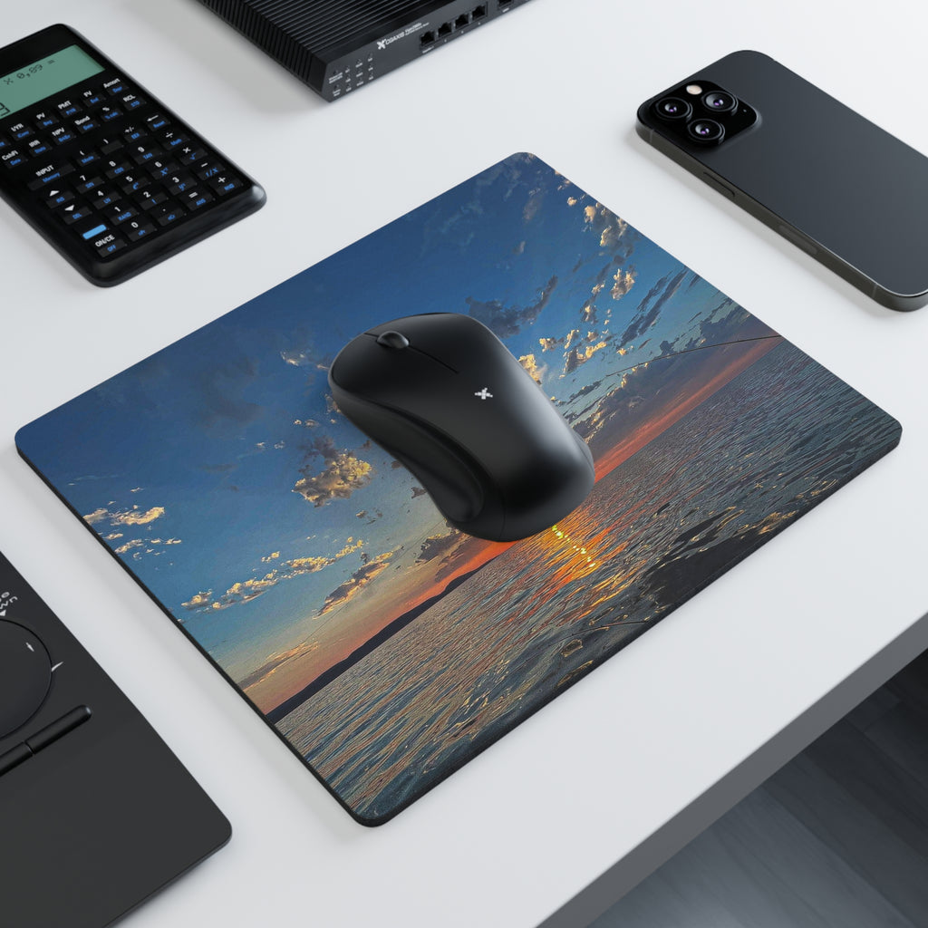 Sunset Over Ocean Rectangular Mouse Pad — Scenic Beach Sunset Desk Mat